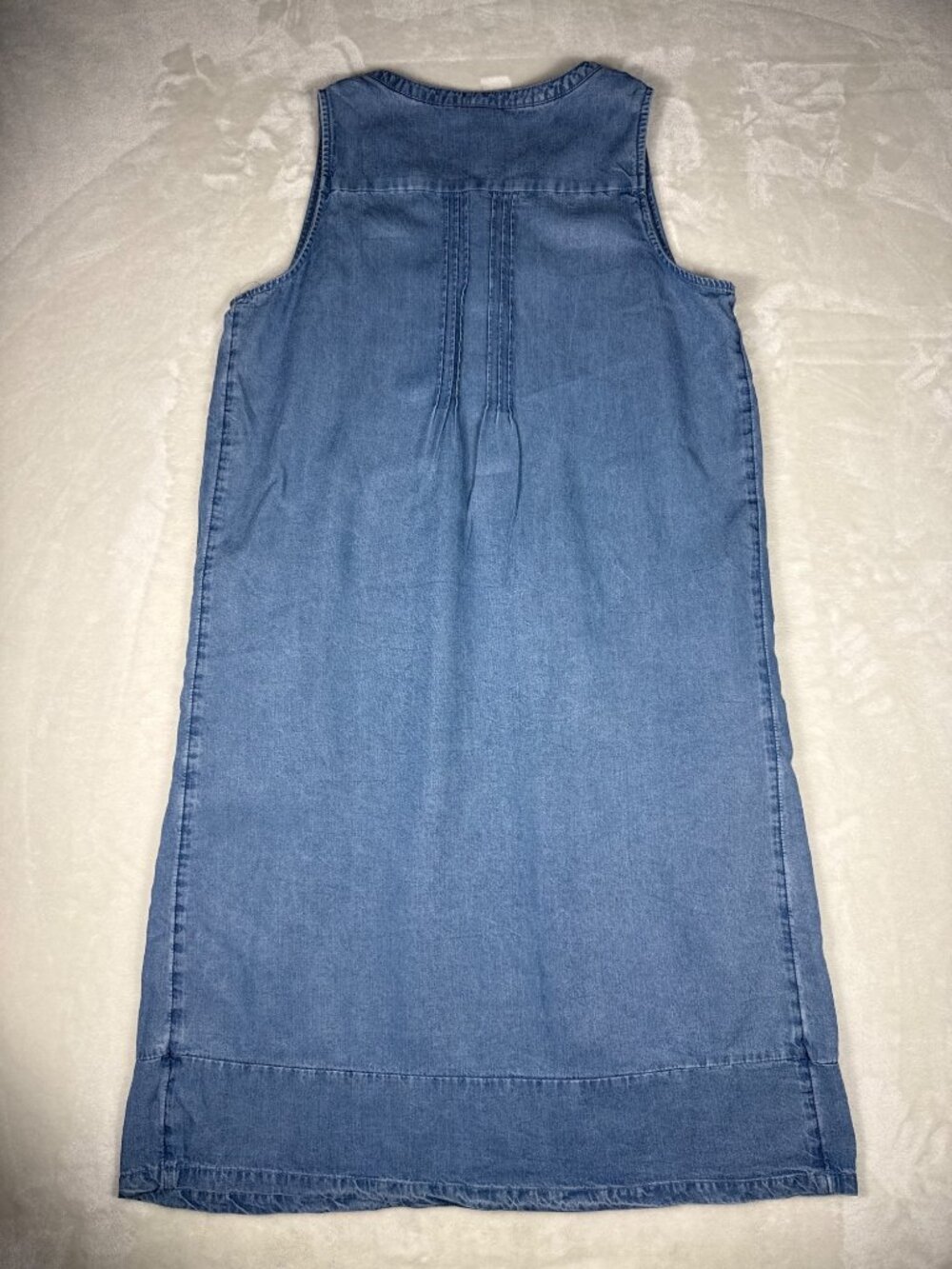 Coldwater Creek Blue Sleeveless Tencel Dress With Button Front & Pintuck Details - Picture 8 of 9